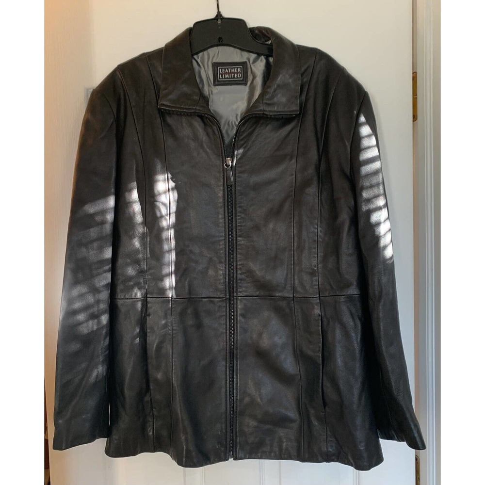 Men’s Large Soft Black Leather Jacket Silver Lining